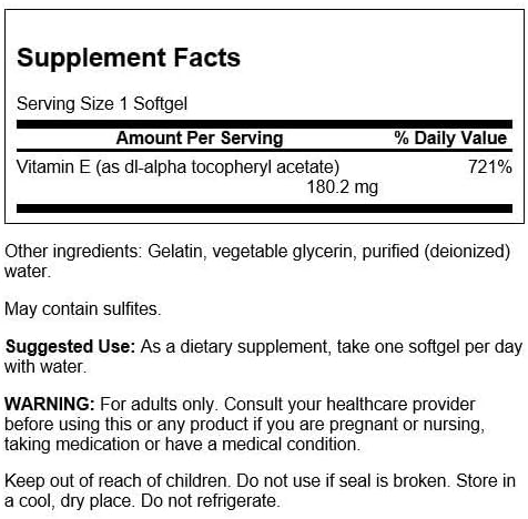 مكمل فيتامين E المضاد للأكسدة من سوانسون، 400 وحدة دولية من الكبسولات الهلامية اللينة، عبوة من 60 كبسولة