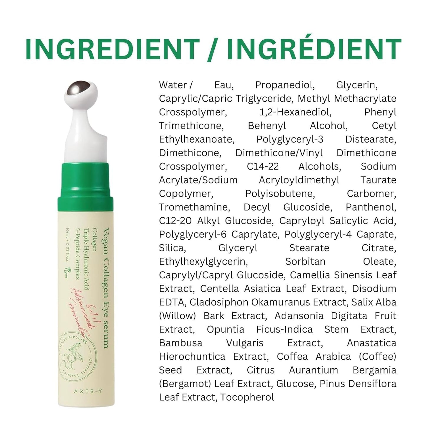 AXIS-Y Vegan Collagen Eye Serum - K Beauty Triple Hyaluronic Acid & Peptide Collagen Serum