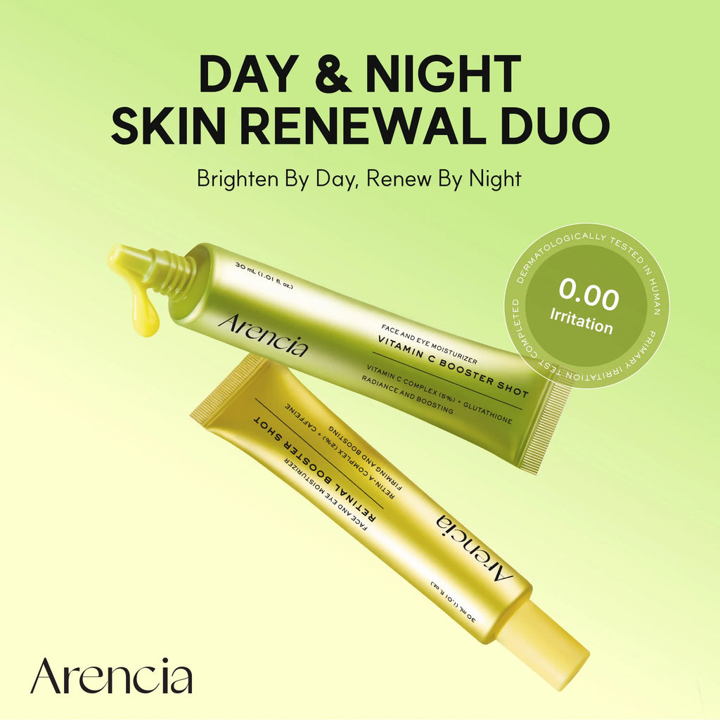Arencia Booster Shot Skin Renewal Duo - Vitamin C & Retinal for Day And Night Brightening