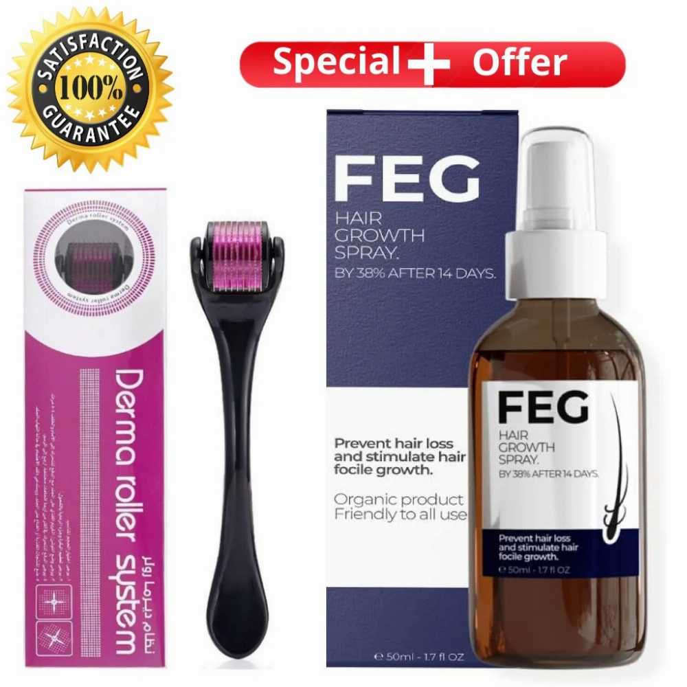FEG Hair Growth Spray Plus Derma Roller, Suitable For Both Men and Wom