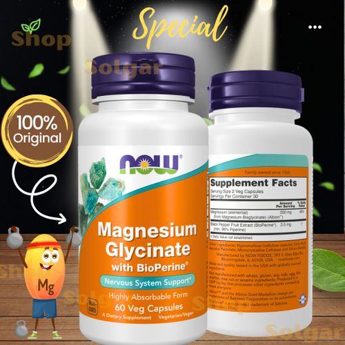 NOW Foods Supplements, Magnesium Glycinate 100 mg, Highly Absorbable Form, 60 Tablets