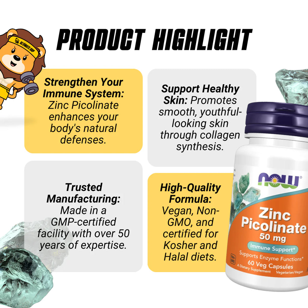 NOW Foods Supplements, Zinc 50 mg, Supports Enzyme Functions*, Immune Support*,