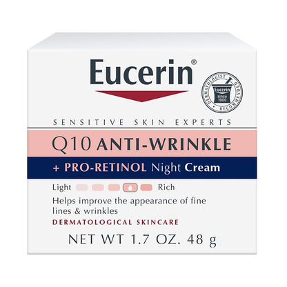Eucerin, Q10 Revitalize, Night Cream + Coenzyme Q10 + Pro-Retinol, [Fragrance Free], 48g