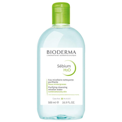 Bioderma - Sébium H2O - Micellar Water - Facial Cleanser and Makeup Remover - Face Cleanser for Combination to Oily Skin 500 ML