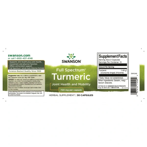 Swanson Full Spectrum Turmeric - Herbal Supplement Supporting Joint Health & Mobility
