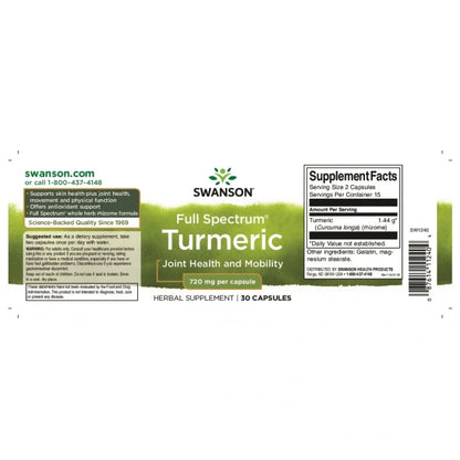 Swanson Full Spectrum Turmeric - Herbal Supplement Supporting Joint Health & Mobility