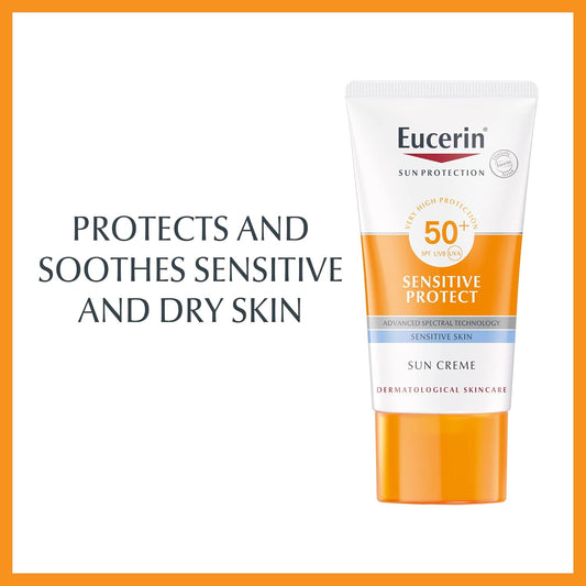 Eucerin Sun Protection 50+ LSF SPF UVB UVA Sensitive Protect Face Sun Cream 50ml