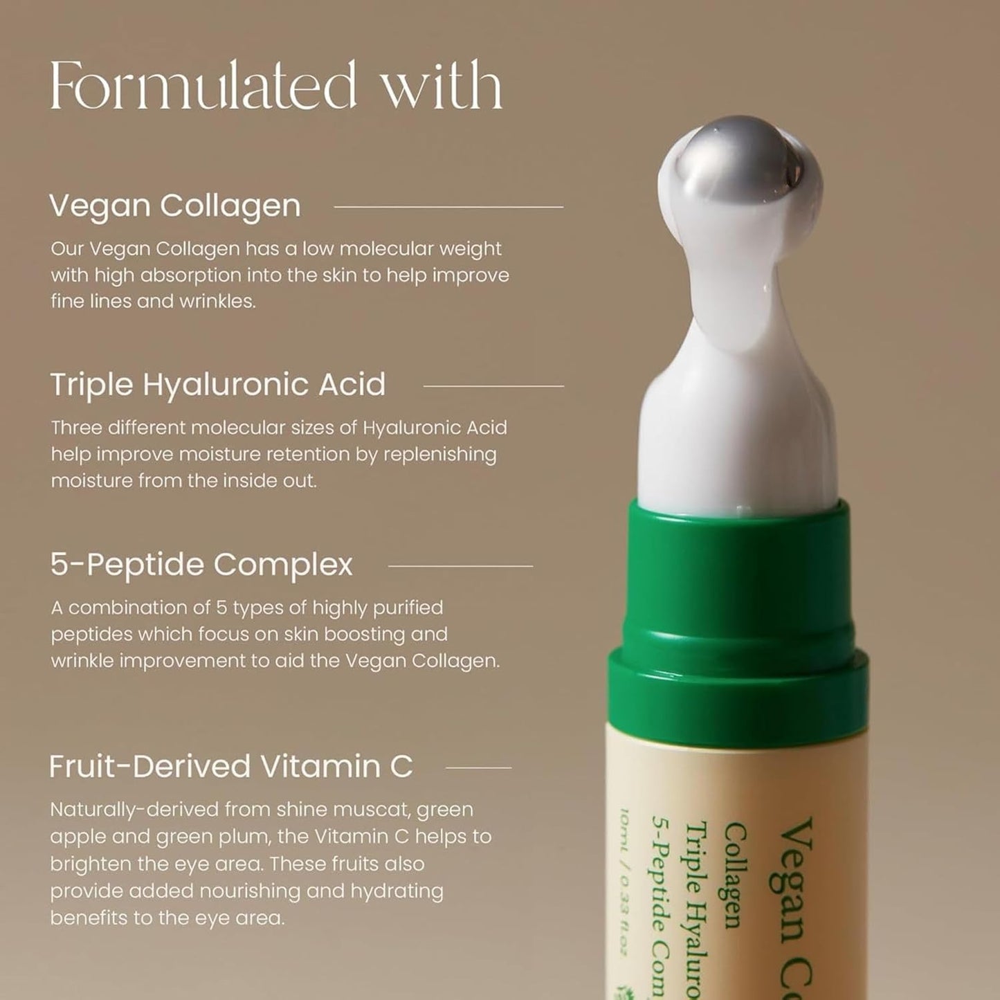 AXIS-Y Vegan Collagen Eye Serum - K Beauty Triple Hyaluronic Acid & Peptide Collagen Serum