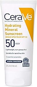 CeraVe Hydrating Mineral Sunscreen SPF 50 (Suitable for Sensitive Skin) Mineral Sunscreen