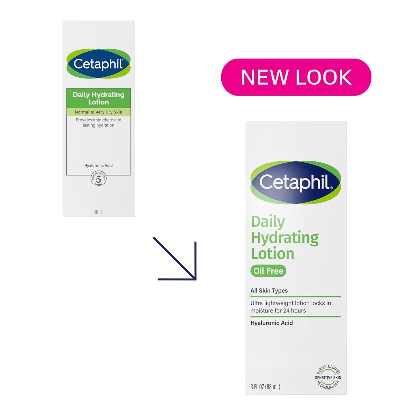 Cetaphil, Daily Oil-Free Hydrating Lotion, (Combination, Sensitive Skin) Hyaluronic Acid, 88ml