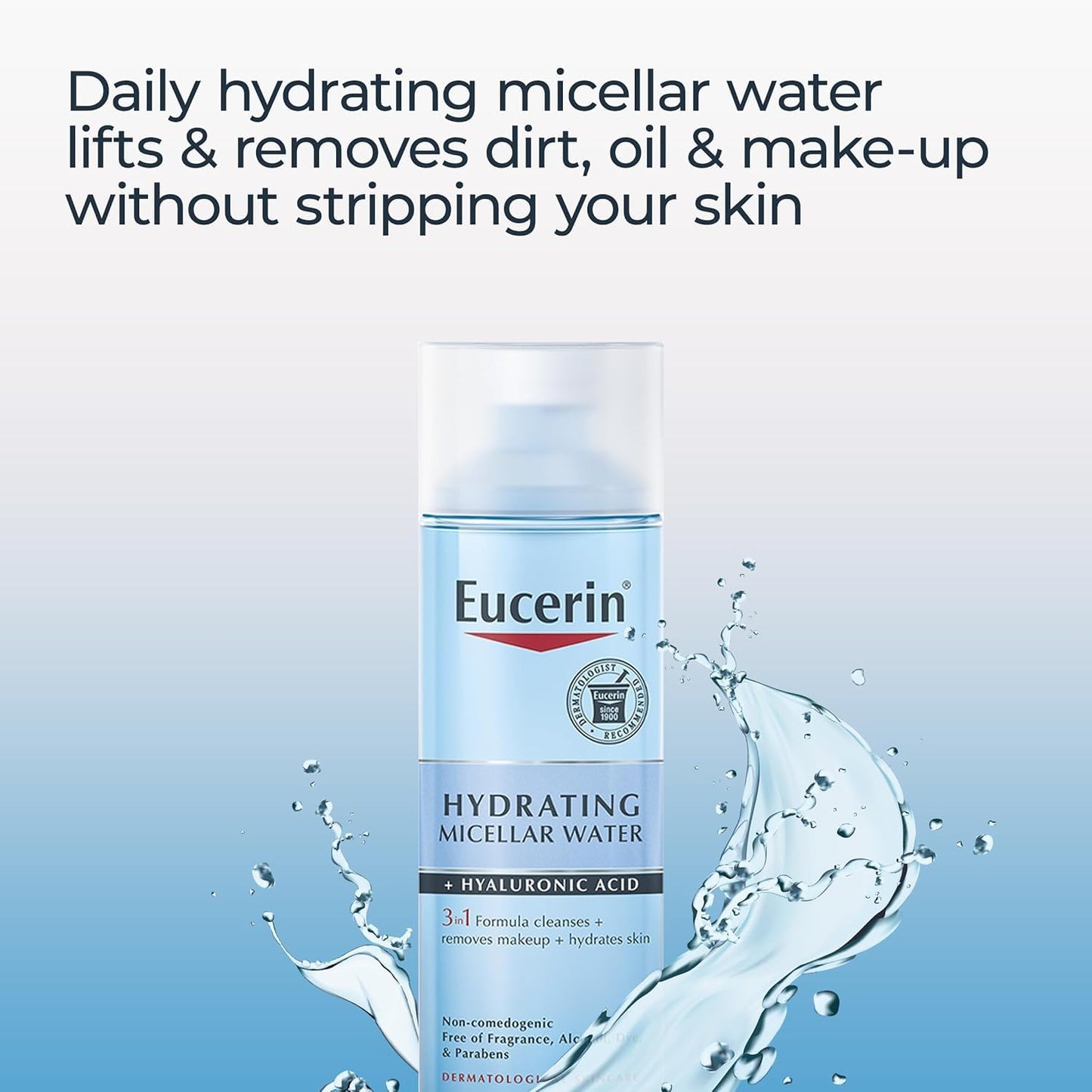 Eucerin Hydrating 3-in-1 Micellar Water, Formulated with Hyaluronic Acid,