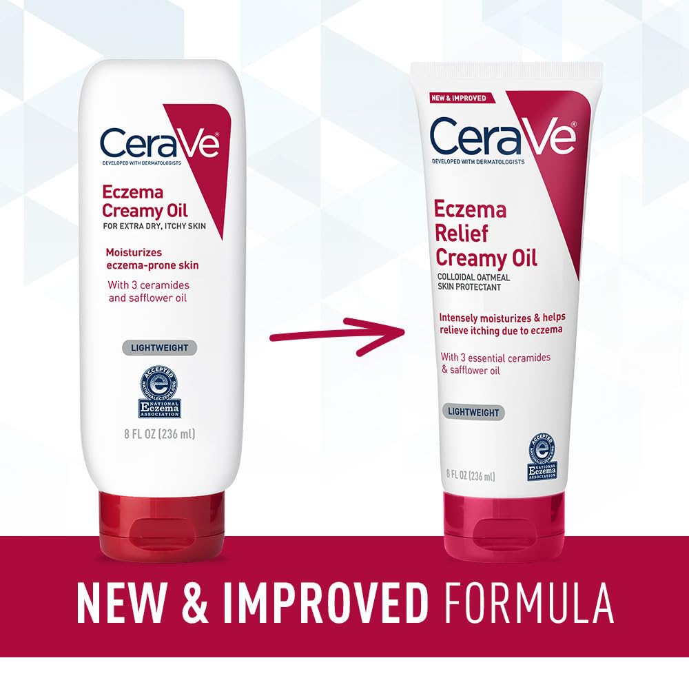 زيت كريمي CeraVe Eczema Relief يرطب البشرة على الفور ويساعد في تخفيف الحكة الناتجة عن الإكزيما. 236 مل