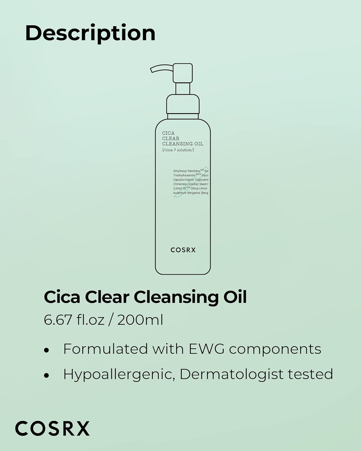 COSRX Cica Clear Cleansing Oil. 200l