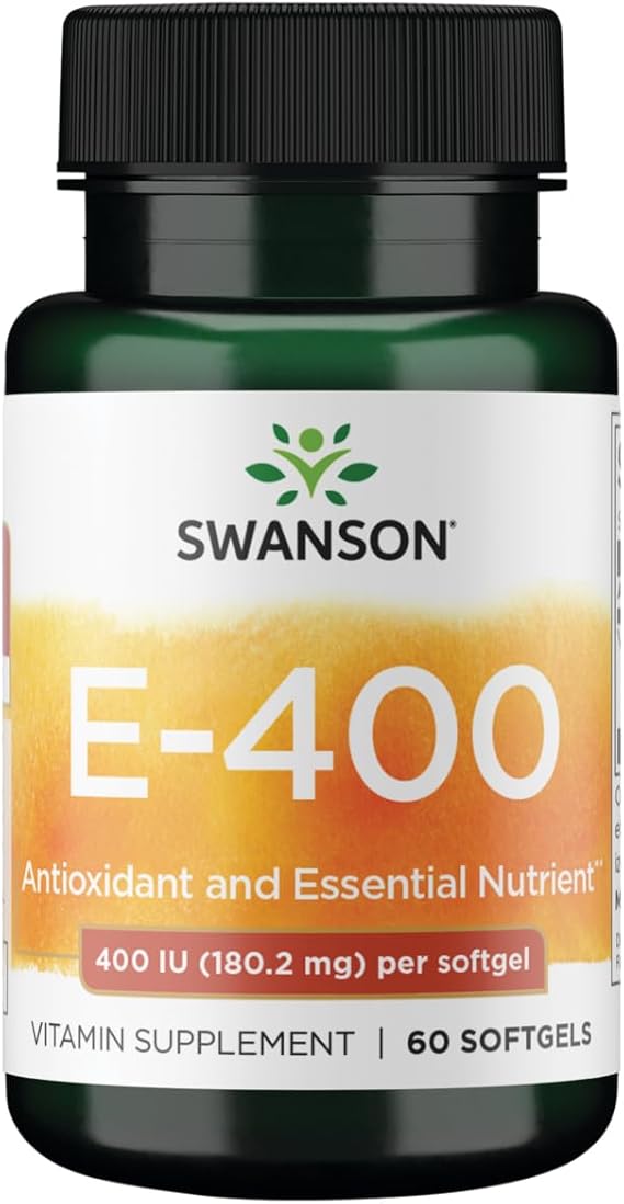 Swanson Antioxidant Vitamin E Supplement, 400 IU Softgels, Pack of 60