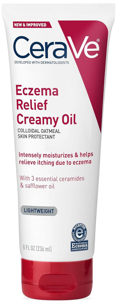 زيت كريمي CeraVe Eczema Relief يرطب البشرة على الفور ويساعد في تخفيف الحكة الناتجة عن الإكزيما. 236 مل