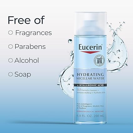 Eucerin Hydrating 3-in-1 Micellar Water, Formulated with Hyaluronic Acid,