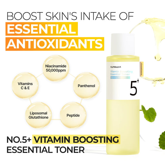 Numbuzin No.5 Vitamin Boosting Essential Toner – Brightens, Evens Skin Tone & Boosts Radiance (6.76 fl. oz.)