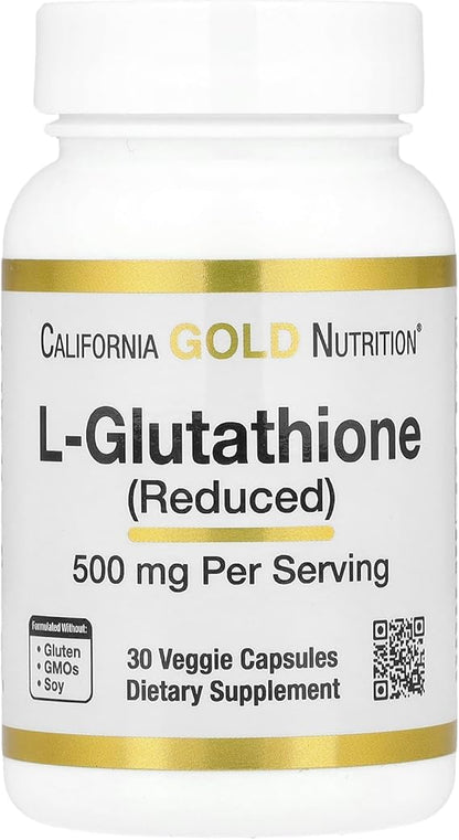 California Gold Nutrition L-Glutathione (Reduced), 500 mg, 30 Veggie Capsules