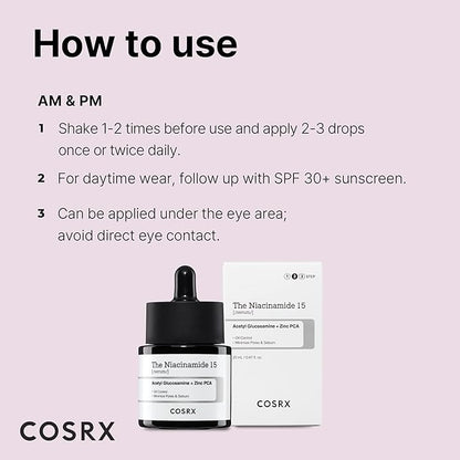 COSRX The Niacinamide 15 [Serum] Acetyl Glucosamine + Zinc PCA. 20ml