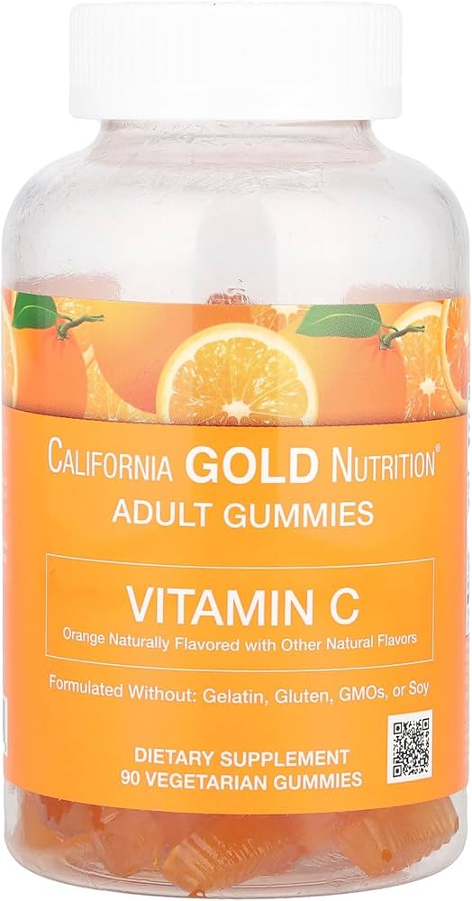 California GOLD Nutrition  Adult Gummies  Vitamin C  Orange Naturally Flavored  90 Vegetarian Gummies