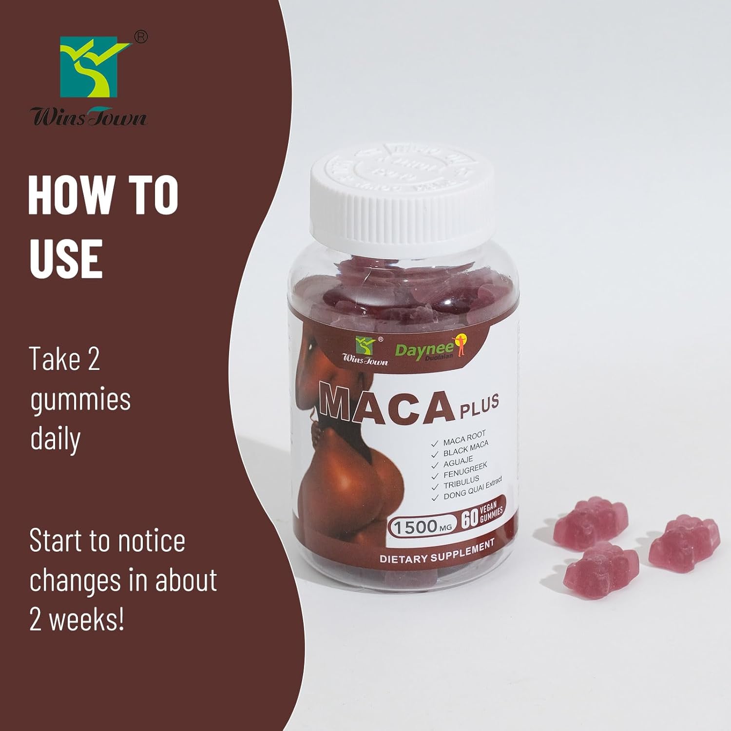 Wins Town MACA Plus 1500mg 60 Gummies