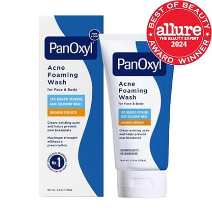 PanOxyl Acne Foaming Wash (for Face & Body) 10 % Benzoyl Peroxide Acne Treatment Wash Maximum Strength