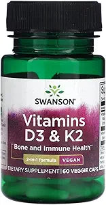 Swanson Vitamins D3 & K2-2,000 Iu & 75 mcg 60 Veg Caps