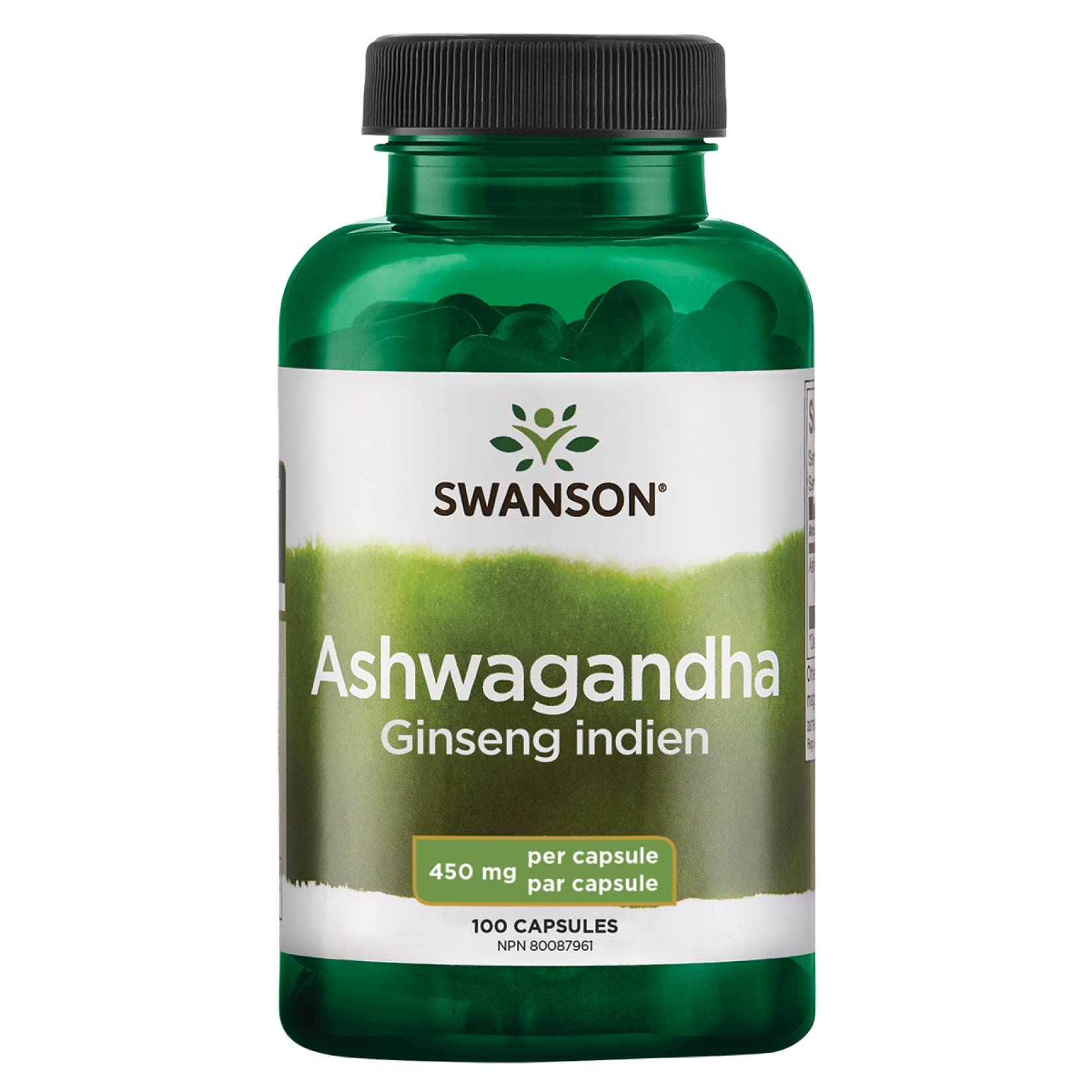 Swanson Ashwagandha Powder Supplement - Stress Relief & Energy Support - 100 Capsules, 450mg
