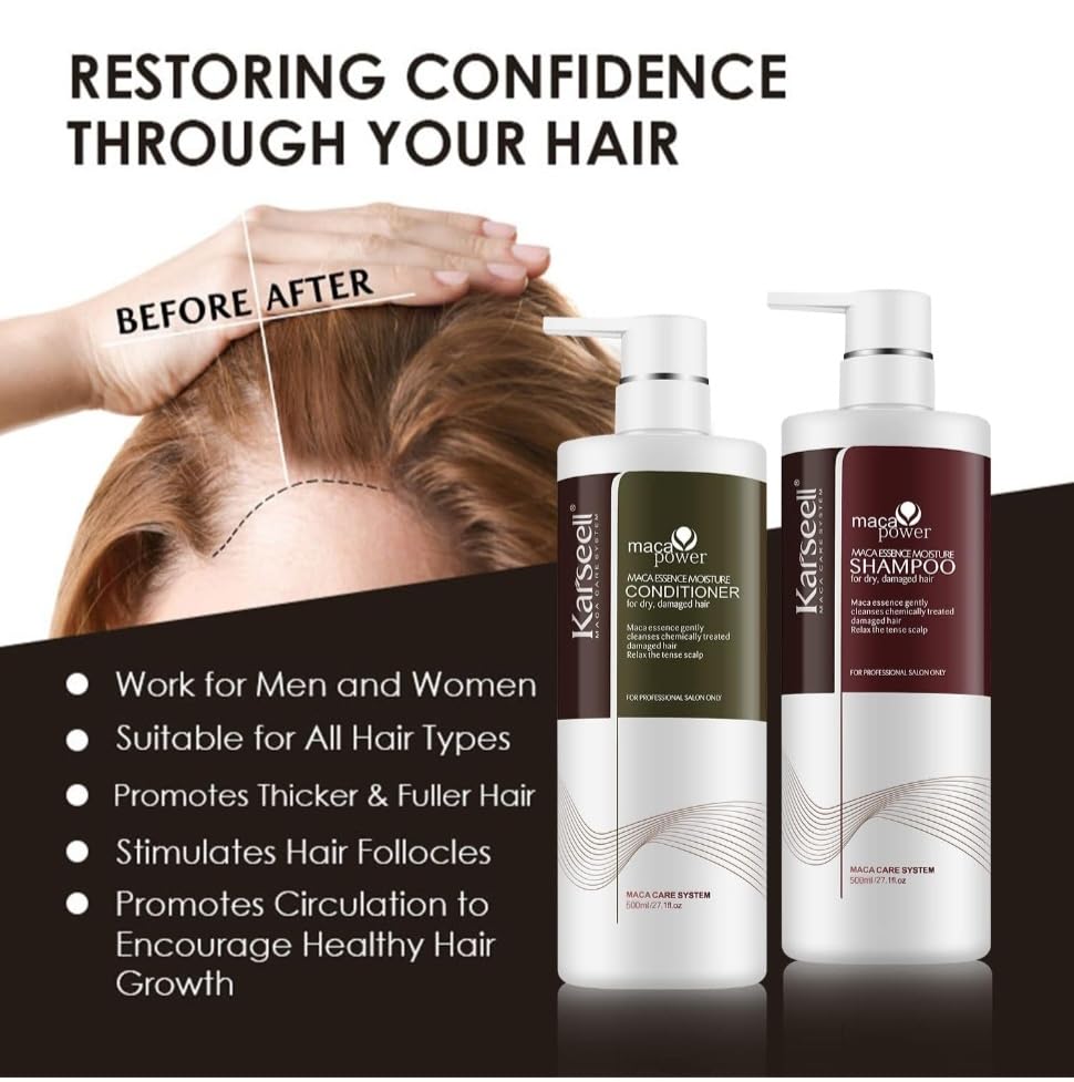 Karseell Hair Repair Set with Shampoo, Conditioner, and Maca Collagen Mask for Dry Damaged Hair (50.7 fl oz)