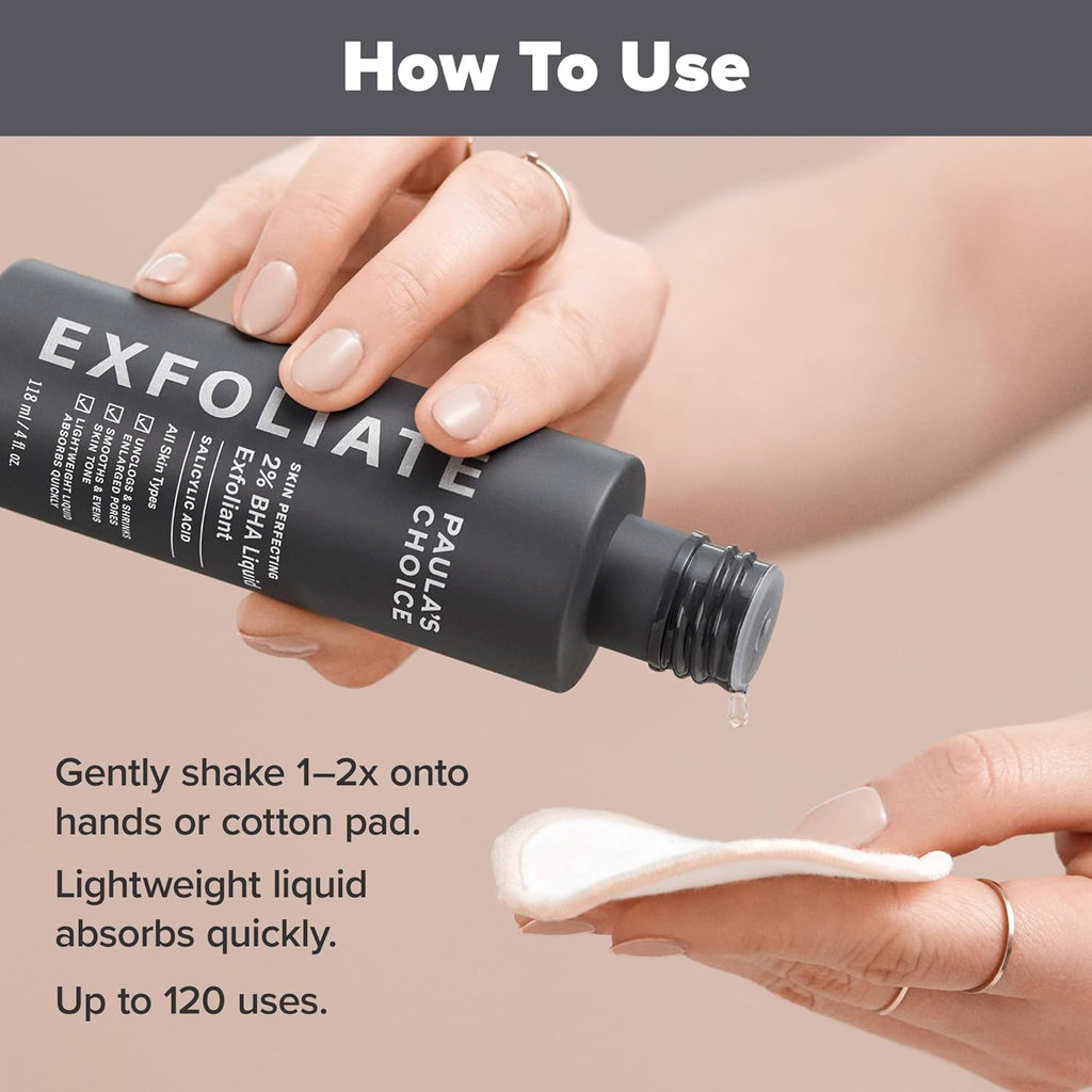 PAULA’S CHOICE EXFOLIATE 2% BHA Liquid Exfoliant Salicylic Acid. 30ml & 118ml