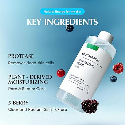 Swimming Pool Korean Exfoliating Toner – Natural Enzyme Protease & Hyaluronic Acid for Daily Hydration, Sensitive Skin