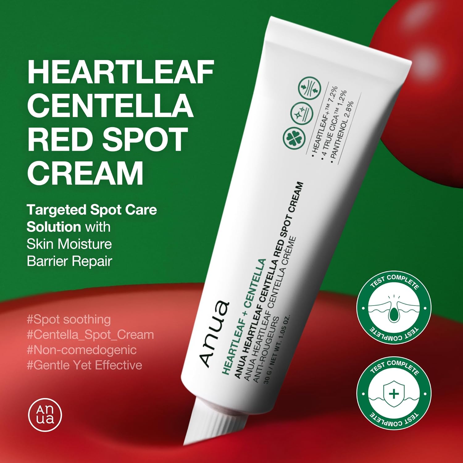 Anua Heartleaf Centella Red Spot Cream, Hydration Face Moisturizer for Skin 15g