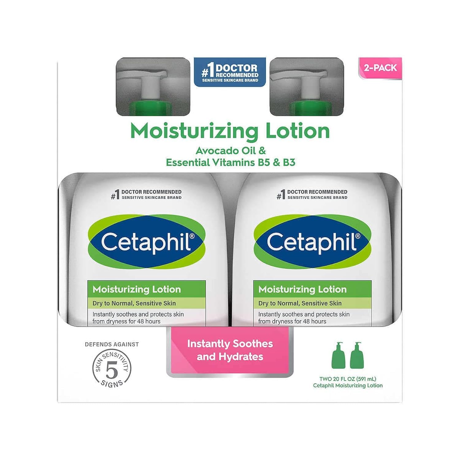 Cetaphil Moisturizing Lotion (Dry to Normal, Sensitive Skin) Avacado Oil & Essential Vitamins B5 & B3 591 ml