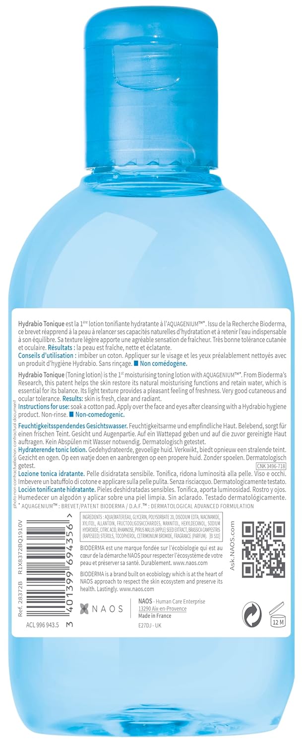 Bioderma Hydrabio Moisturizing Toner, Hydrating Face Toner for Sensitive Dry Skin, 8.45 Fl Oz