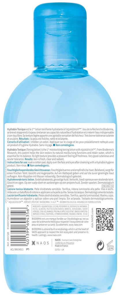 Bioderma Hydrabio Moisturizing Toner, Hydrating Face Toner for Sensitive Dry Skin, 8.45 Fl Oz