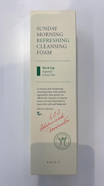 AXIS-Y Sunday Morning Refreshing Cleansing Foam (Birch Sap Aquaxyl Green Tea). 120ml