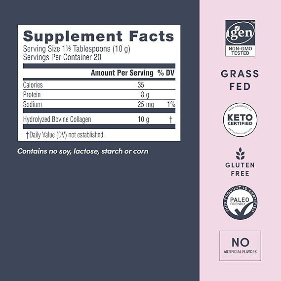 نيو سيل سوبر كولاجين ببتيدات، 10 غرام من ببتيدات الكولاجين لكل حصة، خالٍ من الغلوتين، مناسب لنظام الكيتو الغذائي، غير معدل وراثيًا، منتج من أبقار تتغذى على العشب، لصحة الشعر والبشرة والأظافر والمفاصل، مسحوق بدون نكهة، 7 أونصة، عبوة واحدة