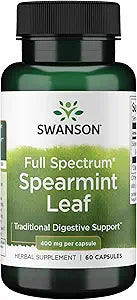 Swanson Spearmint Leaf (Mentha Spicata) - Full Spectrum Herbal Supplement Supporting Digestive Health & Mild Stomach Issues - Natural Formula Supporting Health & Wellness - (60 Capsules, 400mg Each)