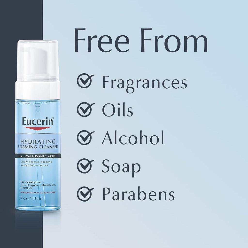 Eucerin Hydrating Foaming Daily Facial Cleanser with Hyaluronic Acid