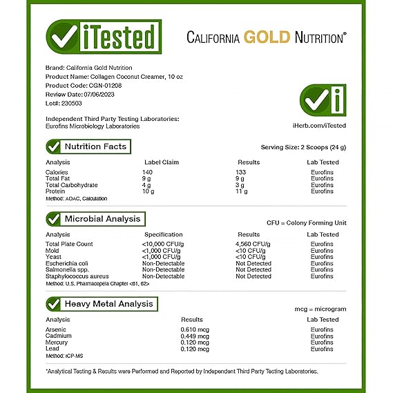 كاليفورنيا جولد نيوتريشن سوبر فودز، كريمة جوز الهند بالكولاجين مع مسحوق حليب جوز الهند العضوي، وببتيدات الكولاجين المُحللة، ومالتوديكسترين التابيوكا العضوي، ومستخلص الخيزران، غير محلى، 10.2 أونصة