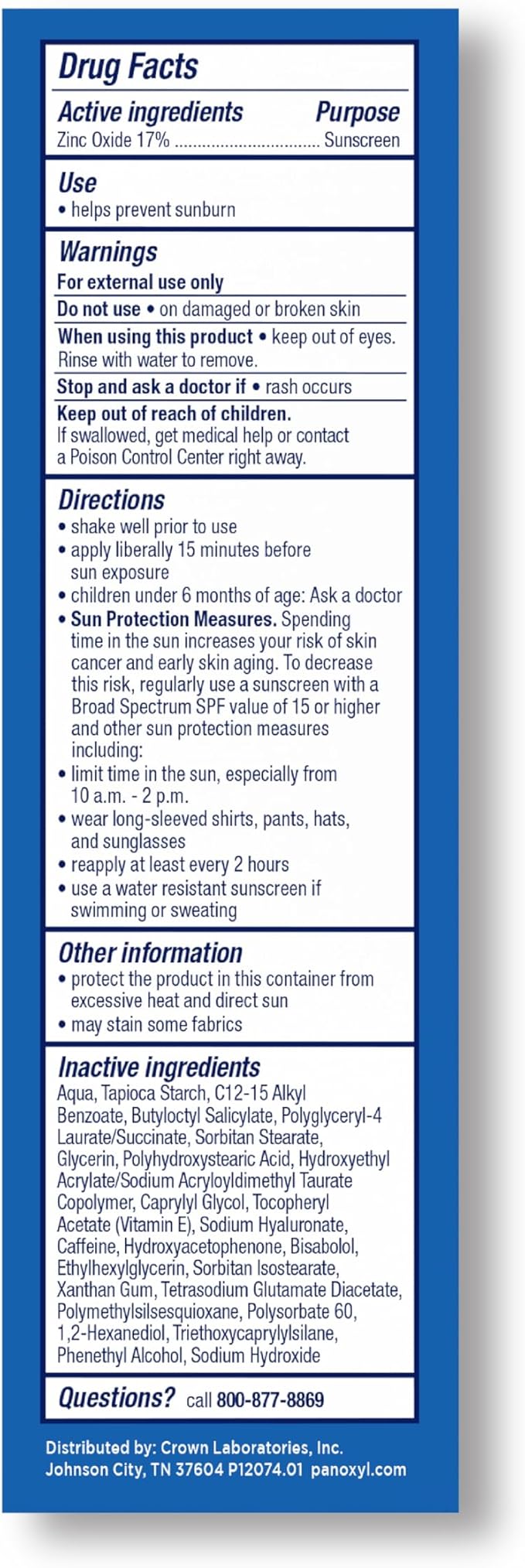 PanOxyl AM Oil Control Moisturizer Broad Spectrum SPF30 Mineral Sunscreen 48g