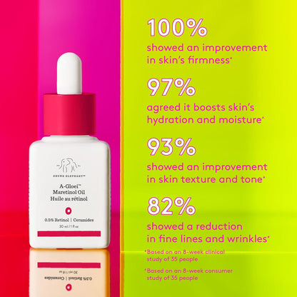 زيت ماريتينول أ-جلوي من درانك إليفانت - 30 مل/1 أونصة سائلة - زيت لطيف للوجه يحتوي على 0.5% ريتينول - عناية طبية نظيفة بالبشرة - خالٍ من القسوة - خالٍ من الزيوت العطرية والسيليكون والعطور 
