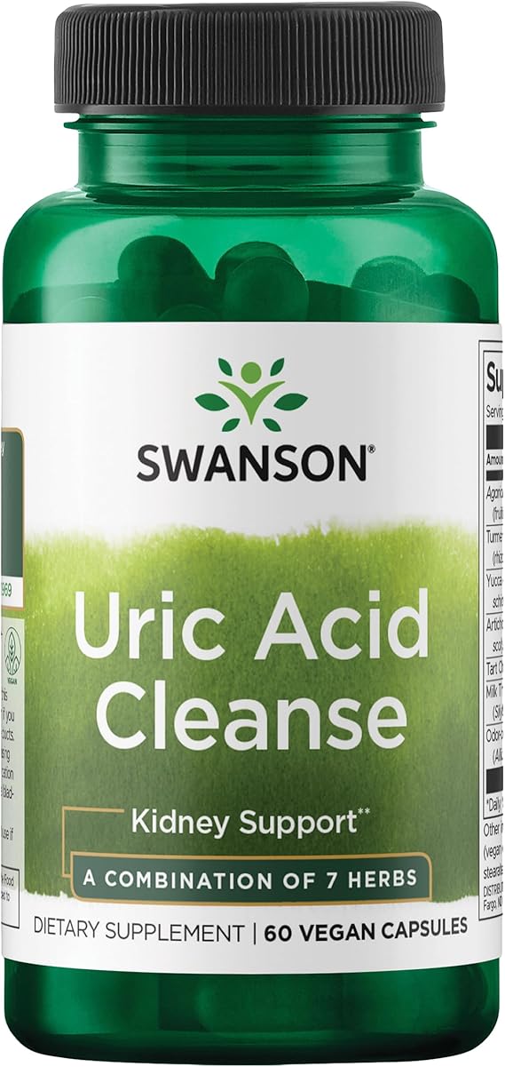 Swanson Uric Acid Cleanse - Natural Supplement Promoting Kidney Support - Features a Powerful Combination of 7 Herbs - (60 Veggie Capsules)
