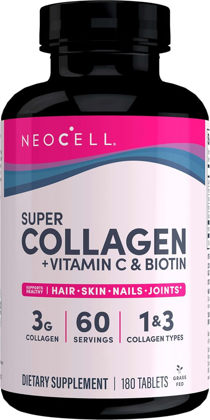 NEOCELL Super Collagen  +Vitamin C & Biotin (For Healthy Skin, Hair, Nails & Joint Support)  180 Tablets