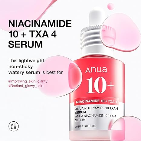 ANUA Niacinamide 10 + TXA 4 Serum, Hyaluronic Acid, Tranexamic acid, Vitamin B12