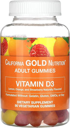 California GOLD Nutrition  Adult Gummies  Vitamin D3  (Lemon, Orange & Strawberry)  90 Vegetarian Gummies