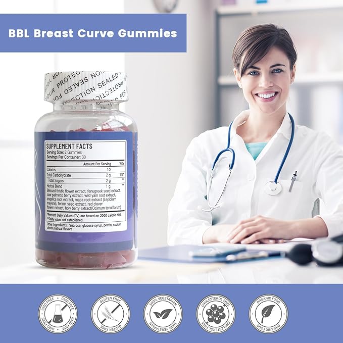 Wins Town BBL Breast Curve Gummies (Dietary Supplement) 60 Vegan Gummies