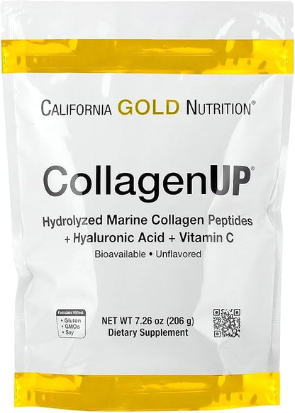 Collagen Peptides Powder with Hyaluronic Acid, Support for Healthy Hair, Skin, Nails, Joints and Bones, Non-GMO, Gluten and Dairy Free, Unflavored, 7.26 oz, Fish Sourced