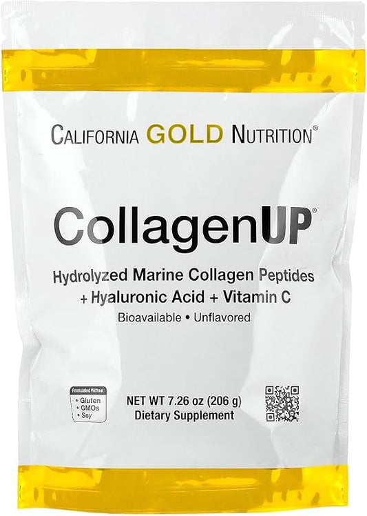 Collagen Peptides Powder with Hyaluronic Acid, Support for Healthy Hair, Skin, Nails, Joints and Bones, Non-GMO, Gluten and Dairy Free, Unflavored, 7.26 oz, Fish Sourced
