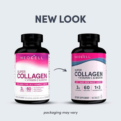NEOCELL Super Collagen  +Vitamin C & Biotin (For Healthy Skin, Hair, Nails & Joint Support)  180 Tablets